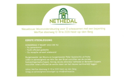 Eerste Steenlegging Nachtverblijf Nethedal op 17 maart 2022 om 11.00u te Heist-op-den-Berg, Werftsesteenweg 12-18